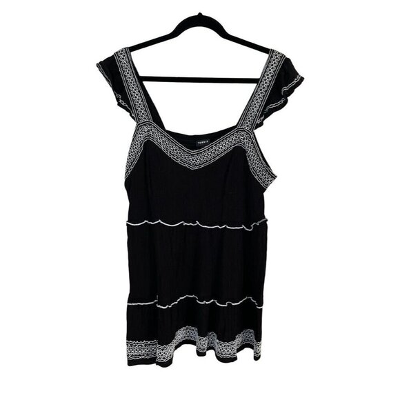 torrid Tops - Torrid Top Women 2X Black Pullover Ruffle Tank Tiered Boho Western Retro Flowy